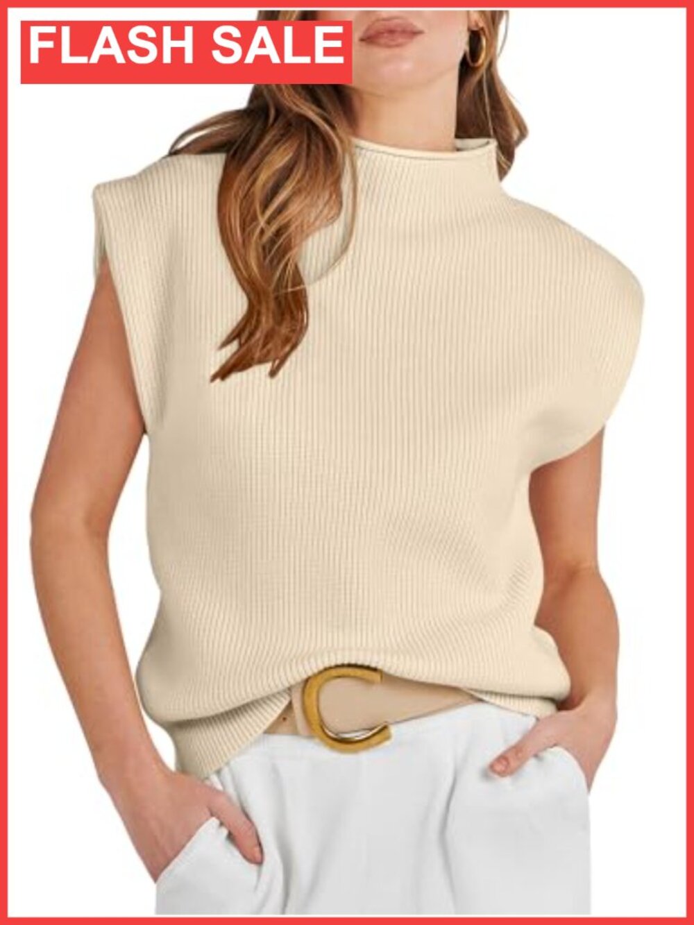 Mock Neck Sweater Vest Sleeveless Knit Business Casual Work Top
